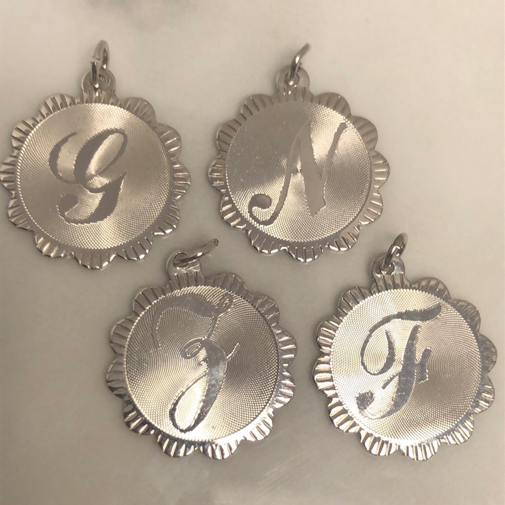 Initial sterling silver vintage‎ pendant bracelet charm